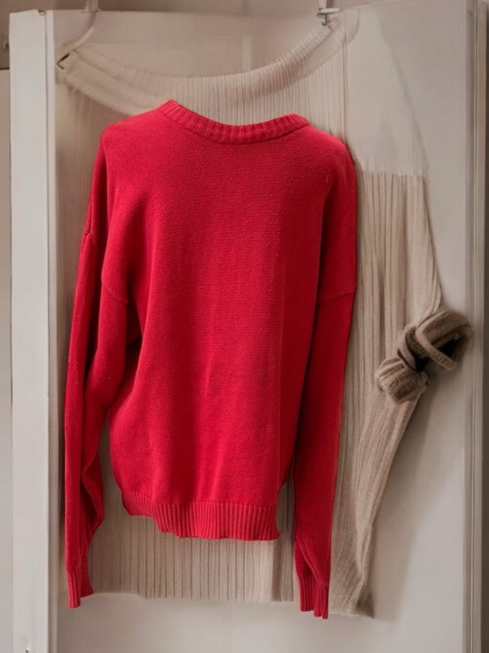 Greg Norman Men’s Vtg Red Orange Cotton Crewneck Ribbed Pullover Golf Sweater Lg